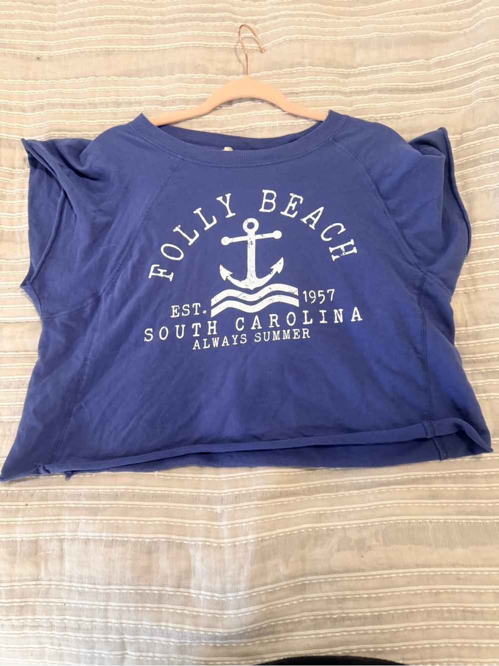 Lagaci Blue Short Sleeve Graphic Tee with White Anchor Print